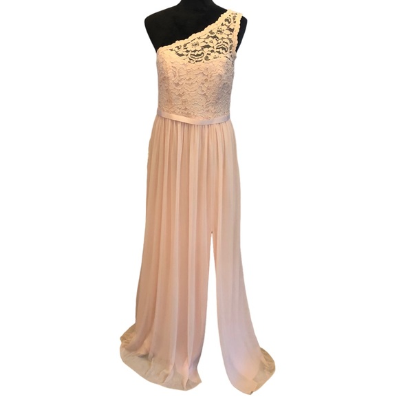 David’s Bridal One Shouldered Pink Gown size 10 - Picture 13 of 14